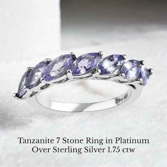 🚨💎Tanzanite Seven Stone Platinum Over Sterling Silver 1.75ctw